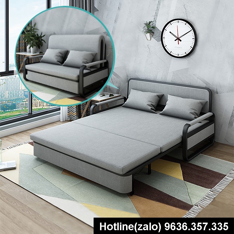 △ (Video Thật) Sofa Giường Có Ngăn Chứa Đồ Cao Cấp - Giường Sofa Gấp Gọn Kiêm Ghế Phong Cách Hàn Quốc kt: 1m28x1m9