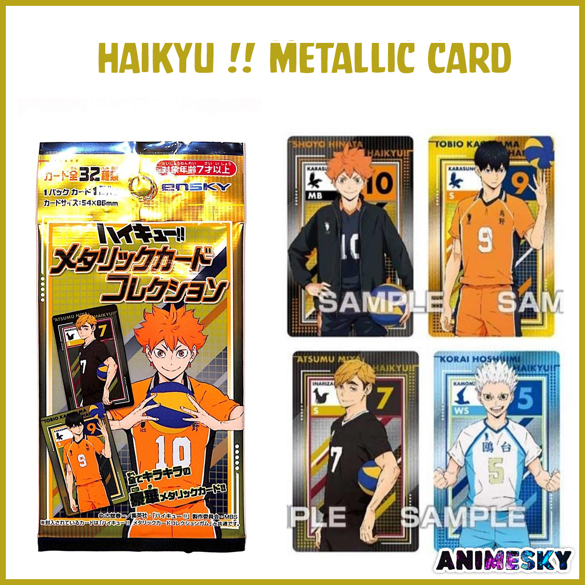 Pack thẻ nhân phẩm Haikyuu!! metal card gum pack 2 card chính hãng - thẻ nhân vật Vua Bóng Chuyền