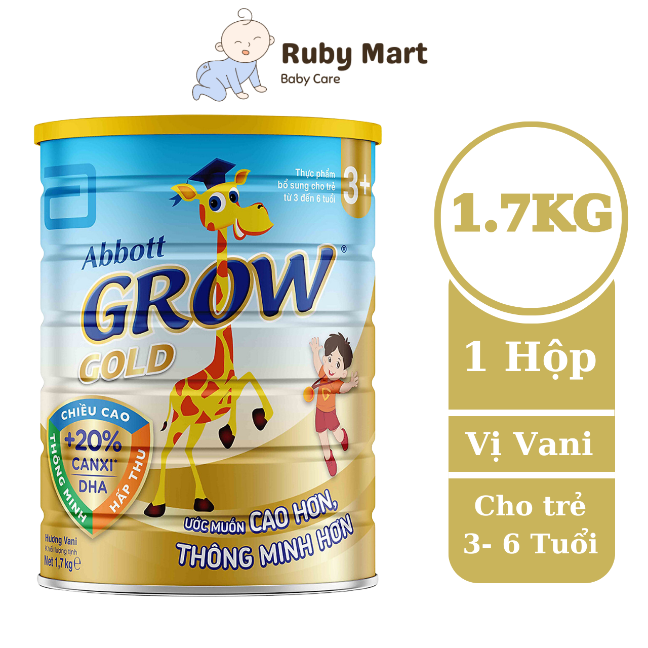 [Date T1/25] Sữa bột Abbott Grow Gold 3+ 1.7Kg Cho Trẻ Từ 3 đến 6 Tuổi