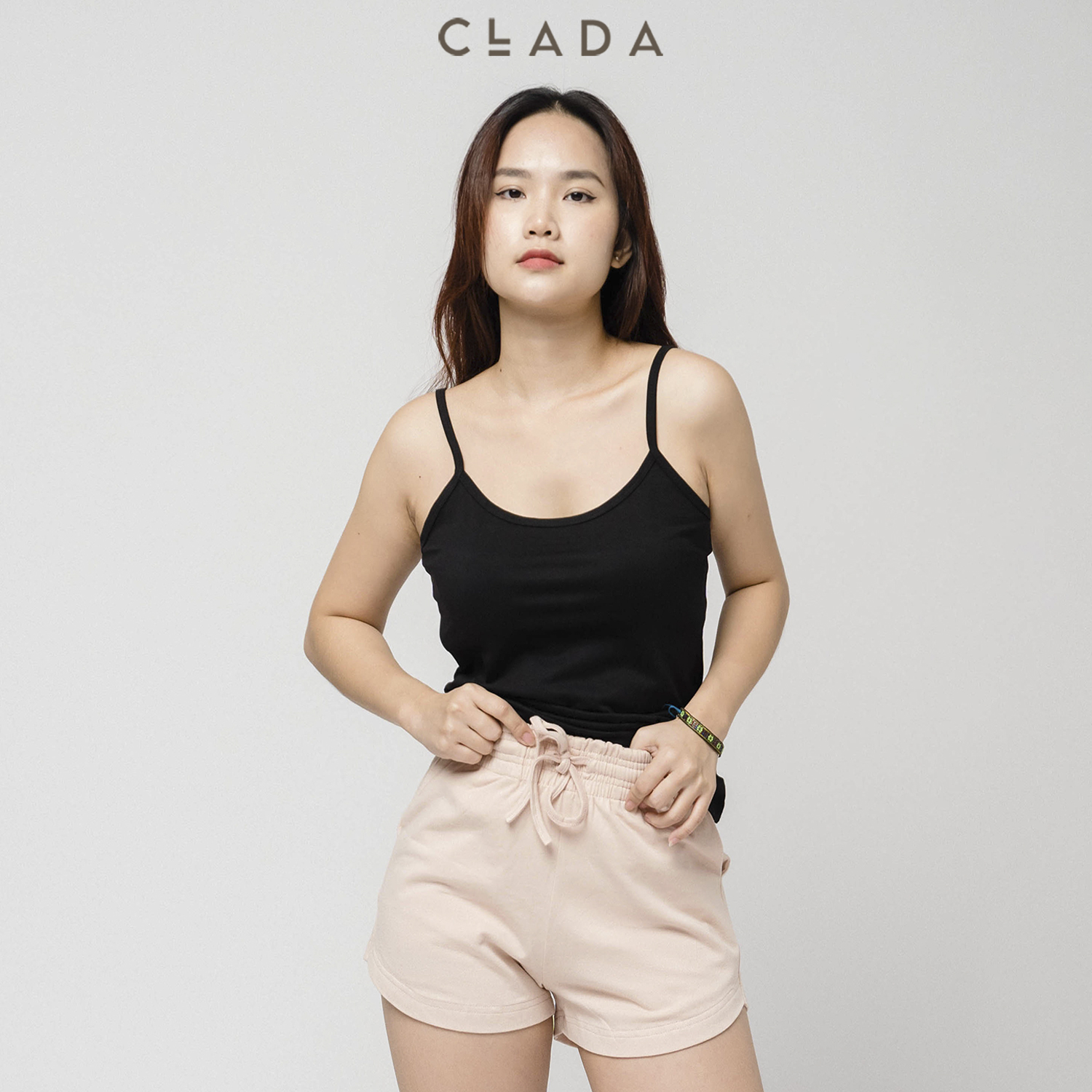 Quần short nữ lưng cao thương hiệu CLADA - Hồng