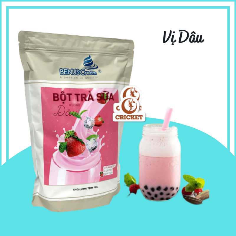 Bột Trà Sữa Benus Cream Hương Dâu, Kiwi, Khoai Môn, Việt Quất - Túi 1kg, bột trà sữa pha sẵn thơm ngon tiện lợi tiết