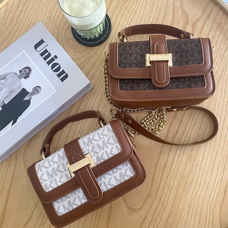 Túi xách nữ , túi xách tay phối dây đeo khóa chữ h form đẹp họa tiết mk size20cm mã tm03