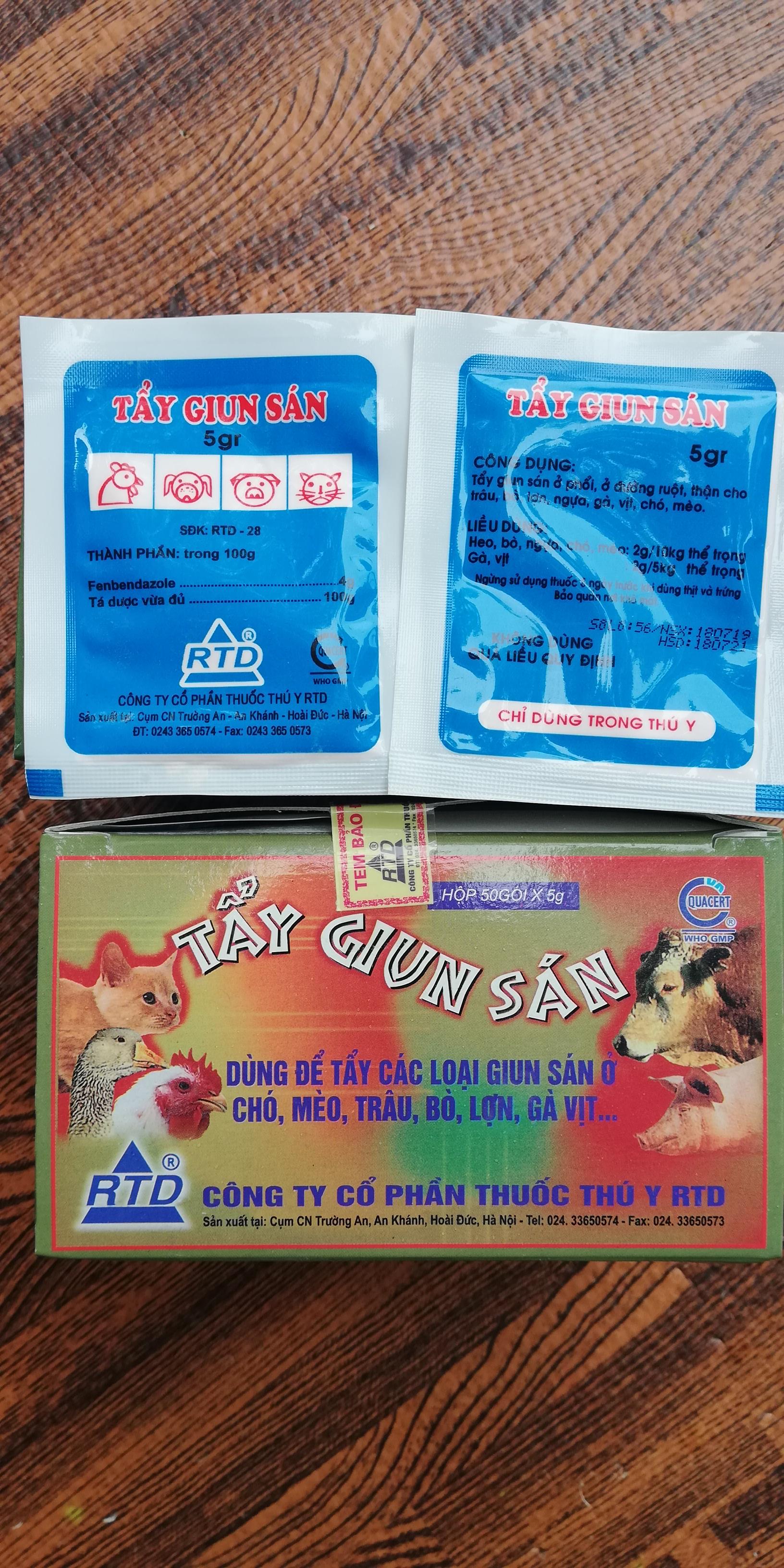 10 gói TẨY GIUN SÁN 5g ĐẶC TR-Ị GIUN SÁN Ở CHÓ, MÈO, TRÂU, BÒ, LỢN, GÀ, VỊT, CHIM CẢNH