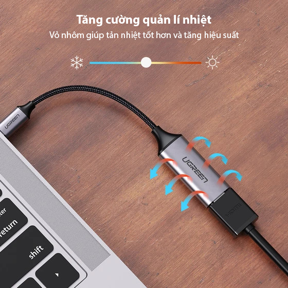 Cáp chuyển USB TYPE C sang HDMI 20cm UGREEN 70444 Cáp chuyển USB TYPE C sang HDMI 20cm UGREEN 70444