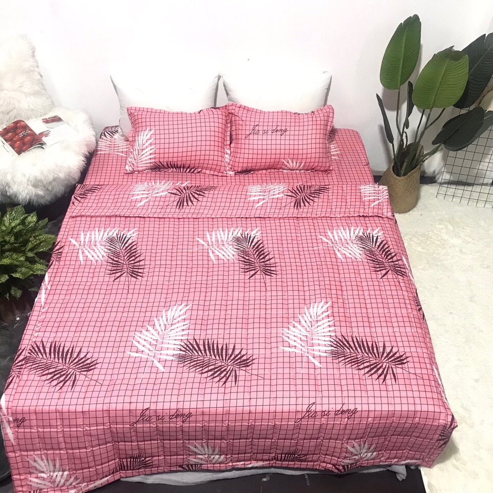 Bộ ga gối poly cotton 3 món gồm 1 ga 2 vỏ gối