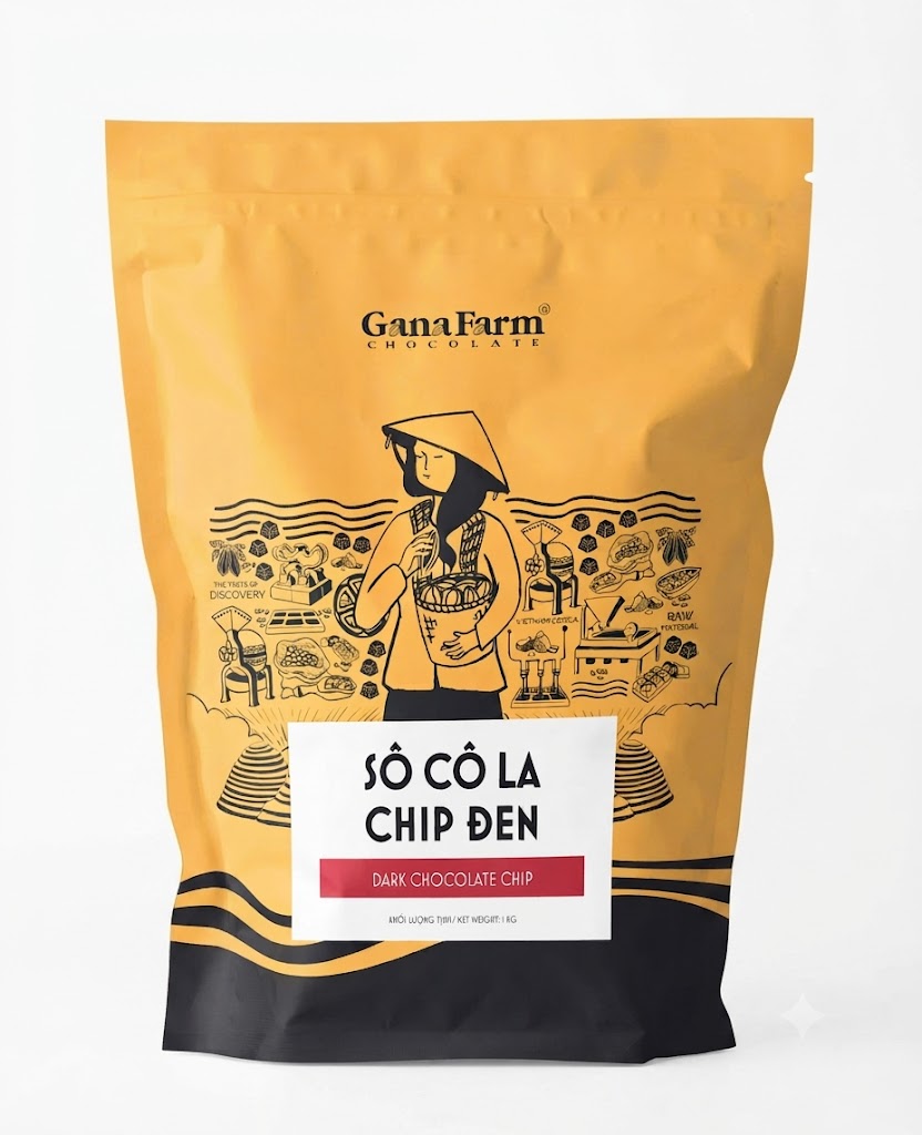 Socola chip đen GanaFarm 100gr / 200gr  (chia lẻ từ túi 1kg)
