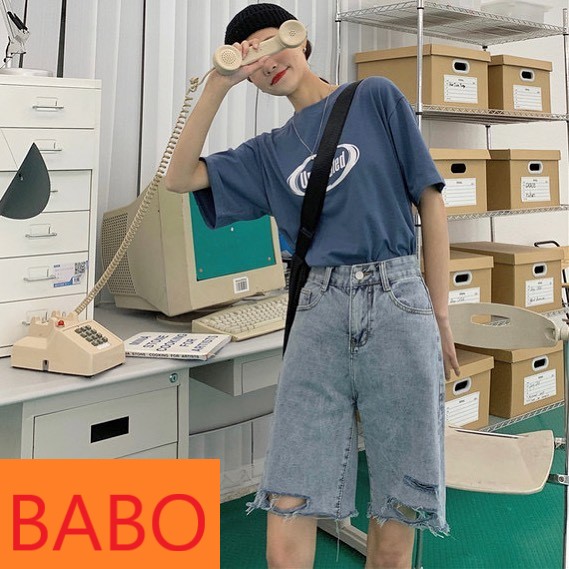 QUẦN JEAN NGỐ LỬNG NỮ LƯNG CAO RÁCH 3 SỌC MÀU XANH NHẠT BABO SIÊU CÁ TÍNH, ĐỦ SIZE, LAI TUA SIÊU PHONG CÁCH, SIÊU MÁT MẺ, ĐẬM CHẤT ĐƯỜNG PHỐ