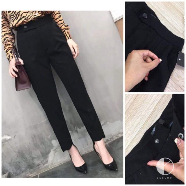 Quần baggy công sở gấu lệch cạp lệch