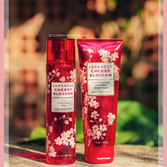 Auth] combo 2 lotion- xịt thơm toàn thân bath & body works - japanese cherry blossom