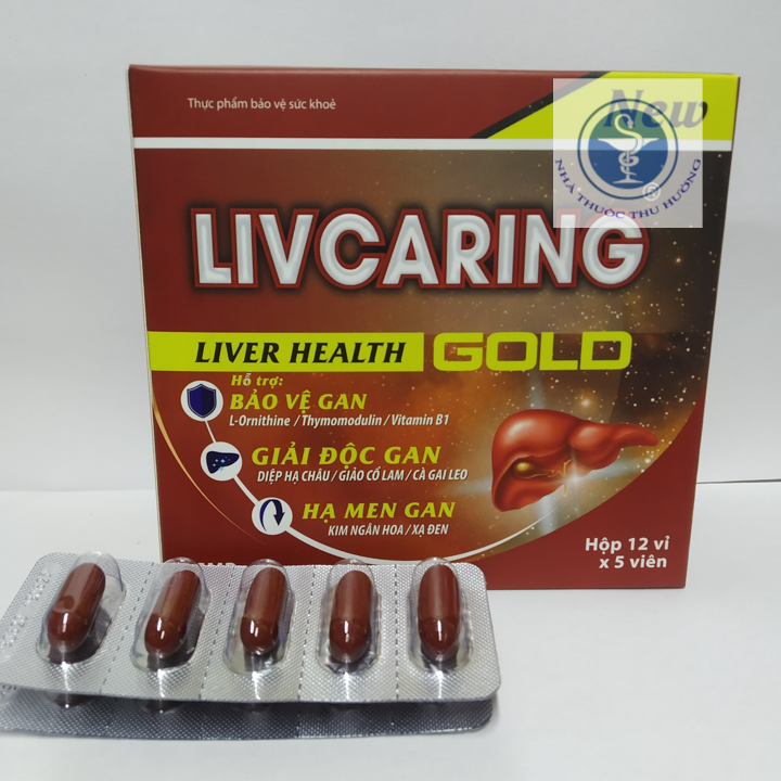 Livcaring gold bổ trợ bảo vệ gan, giải độc gan, hạ men gan hộp 12 vỉ x 5 viên