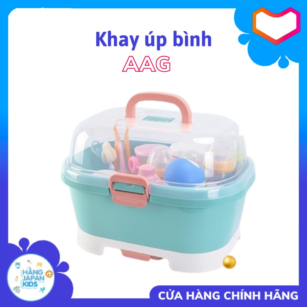 Khay úp bình sữa phụ kiện ăn dặm có lắp aag hàn quốc 611 d35xr35xc27 màu xanh/hồng