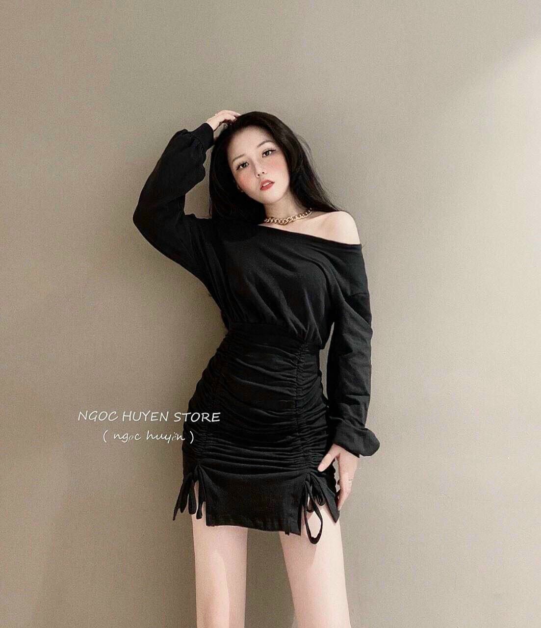 ĐẦM BODY RÚT DÂY TRỄ VAI TAY DÀI NỮ TÍNH