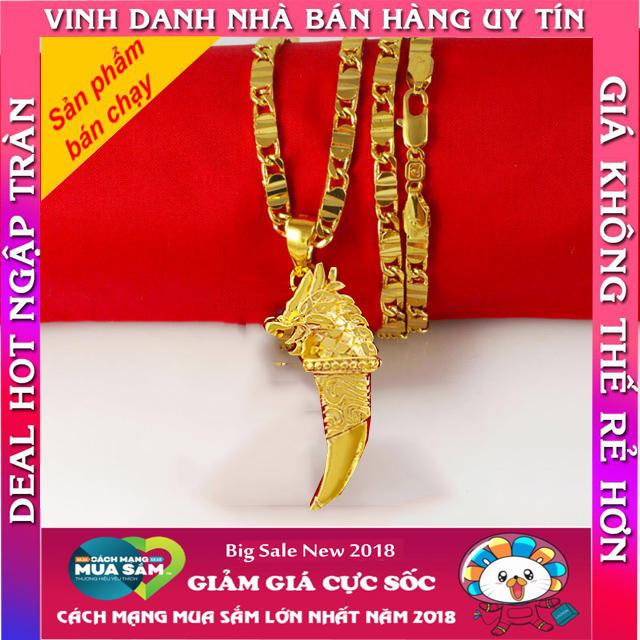 Dây Chuyền Dẹt Mặt Nanh Sói Đầu Rồng Mạ Vàng 18k Đẳng cấp Được Thể Hiện