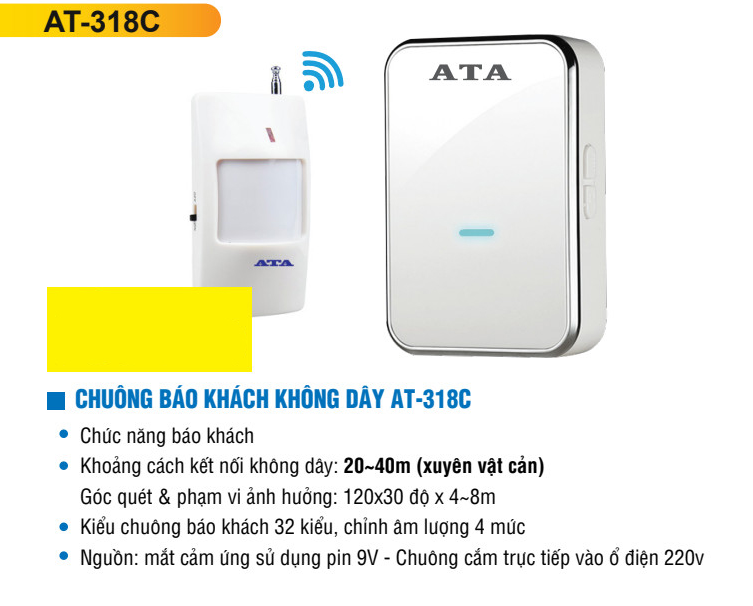 Báo khách ata at-318c chuông rời