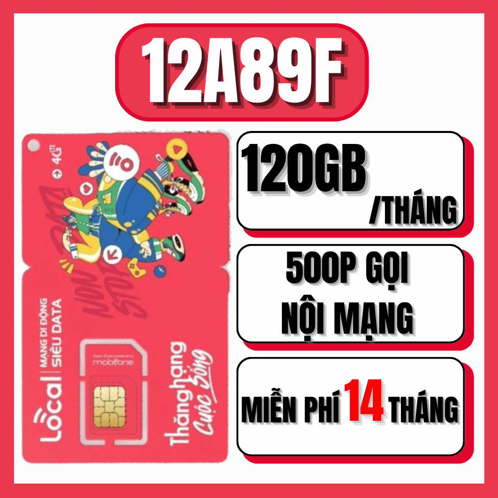 Sim 5G Mobifone Local Siêu Data - 4GB/ngày + miễn phí gọi - Sử Dụng 14 Tháng Trọn Gói Không Nạp Tiền - MUA 1 LẦN DÙNG 14 THÁNG | 12A45F 12A69 12A79 12A89F . FREESHIP - CHƯA KÍCH HOẠT