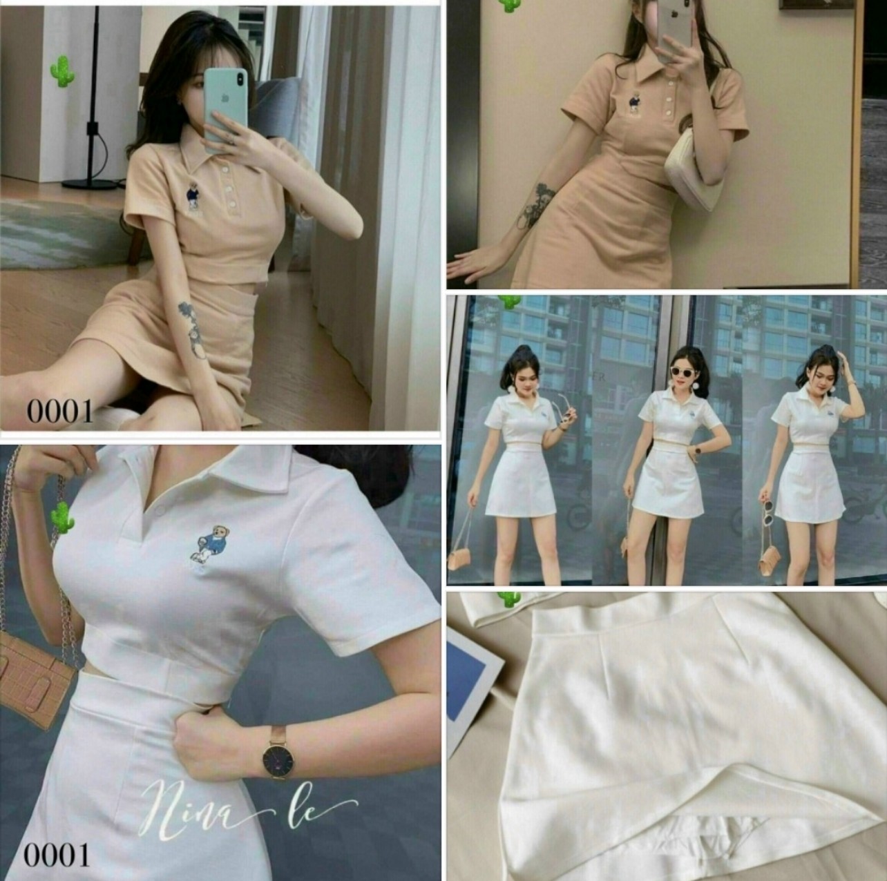 Sét polo thêu gấu