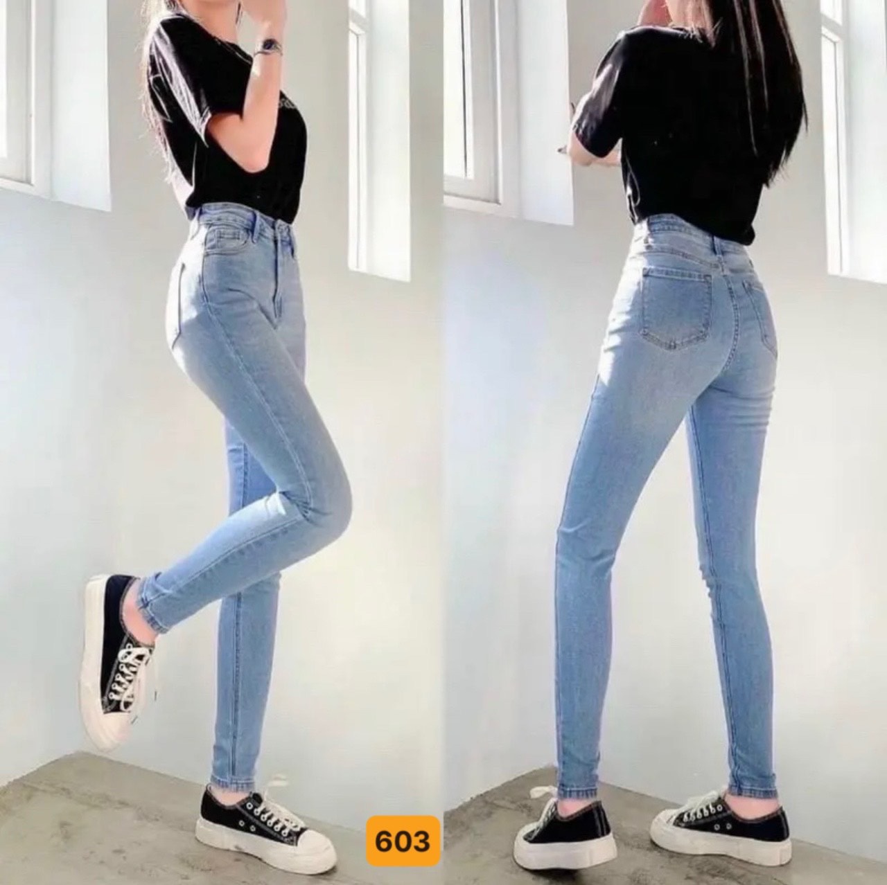 [HCM]QUẦN JEAN NỮ XANH TRƠN CHẤT BÒ LƯNG CAO CO GIÃN THỜI TRANG CAO CẤP NGÂN SHOP 19 MS6615
