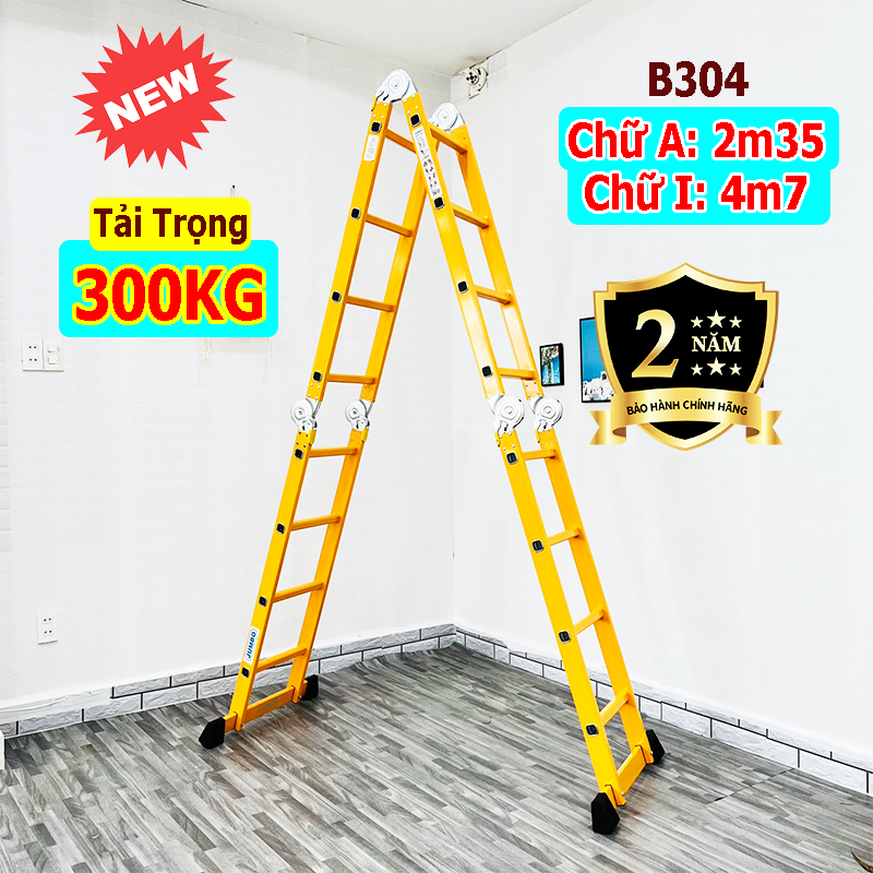 Thang nhôm gấp 4 đoạn đa năng jumbo b304 4,7m