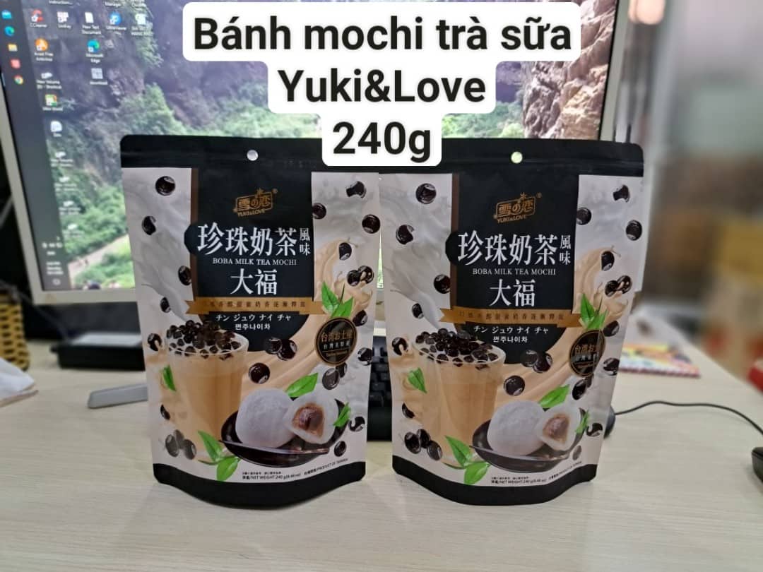 Bánh Mochi vị trà sữa trân châu Yuki & Love Boba Milk Tea Mochi TAIWAN 240g