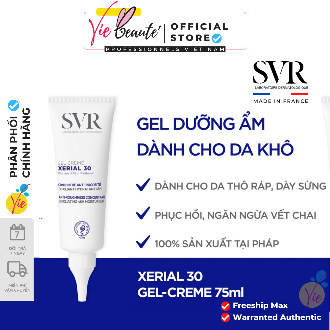 Kem dưỡng da toàn thân dành cho da rất khô, giúp giữ ẩm da; da vùng cánh tay, khuỷu tay svr xerial 30 gel creme 75ml