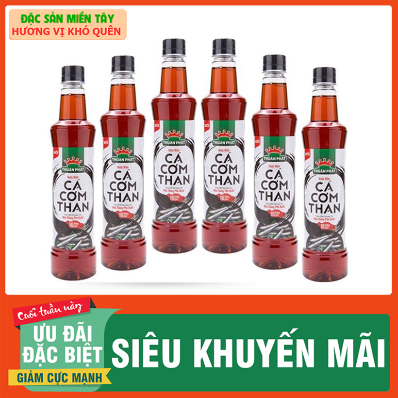 Combo 6 chai nước mắm cá cơm than 500ml- Đặc sản miền tây