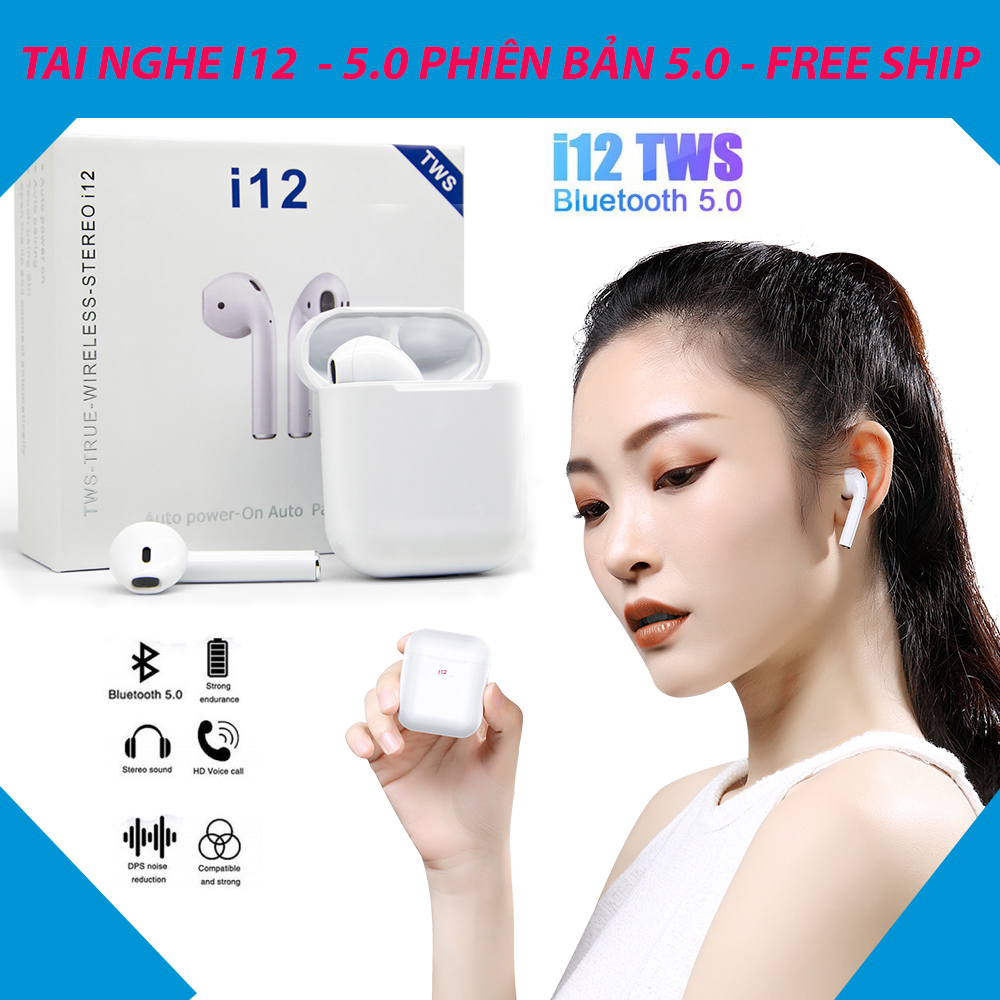 Tai Nghe Không Dây i12, Tai Nghe Bluetooth Không Dây, Giá Tai Nghe Bluetooth, Tại Nghe Bluetooth, Tai Nghe Bluetooth Không Dây I9S-Tws, Tiện Lợi, Sang Trọng - Tặng Kèm Bao Đựng Hộp Sạc Silicon Cao Cấp - Số Lượng Có Hạn!!!
