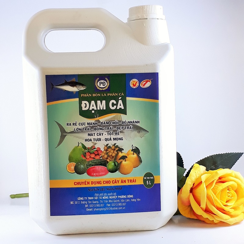 Phân bón lá phân cá ĐẠM CÁ (5 lít) giúp cây ra rễ cực mạnh, đâm chồi, đẻ nhánh, lớn trái, bóng trái, đẹp trái