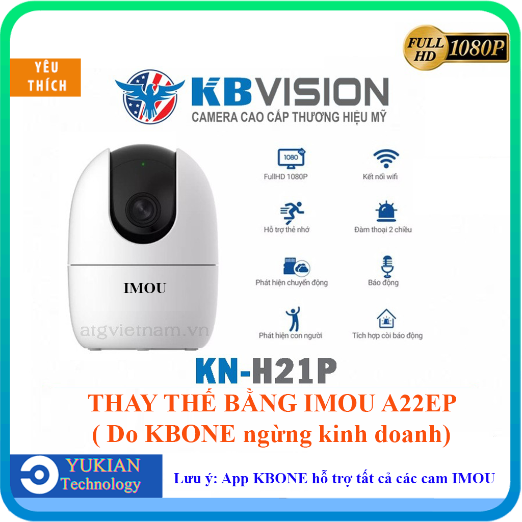 Camera ip wifi không dây kbone kn h21pw h21p h21pa full hd 2.0mp - xoay 360 độ, phát hiện âm thanh , chuyển động.