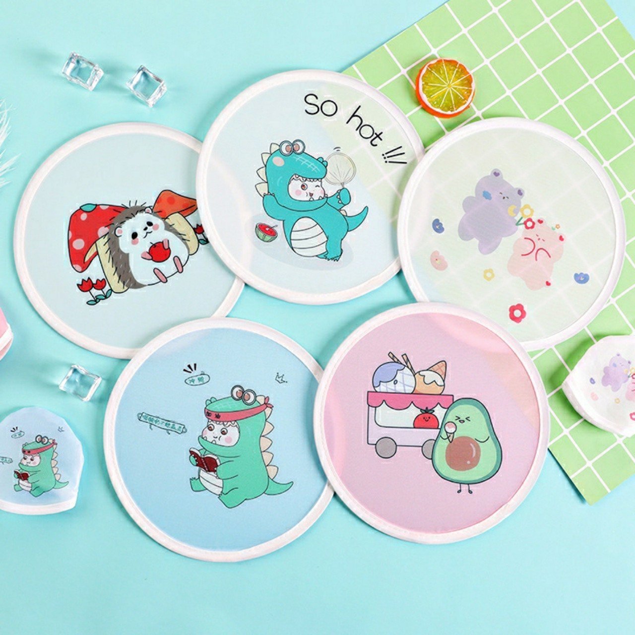 Quạt xếp bỏ túi tiện lợi que kem cute