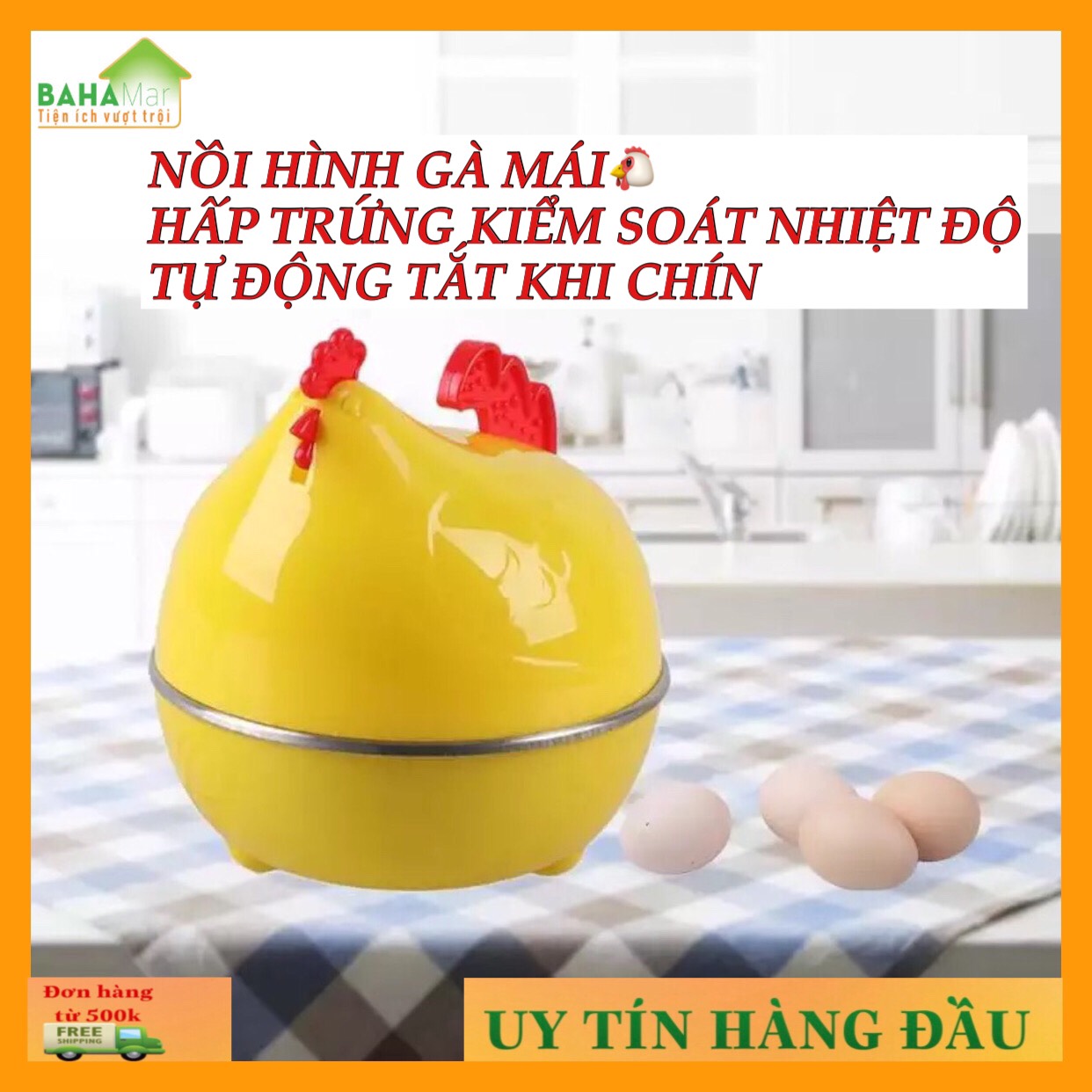 NỒI HÌNH GÀ MÁI HẤP TRỨNG KIỂM SOÁT NHIỆT ĐỘ TỰ ĐỘNG TẮT KHI CHÍN "BAHAMAR" luộc hấp trứng nhanh gọn an toàn