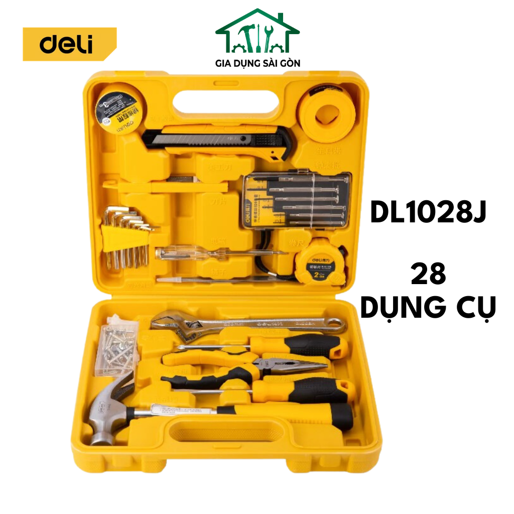 Bộ dụng cụ sửa chữa gia dụng 28 chi tiết deli chính hãng - đa chức năng tiện dụng an toàn - dl1028j