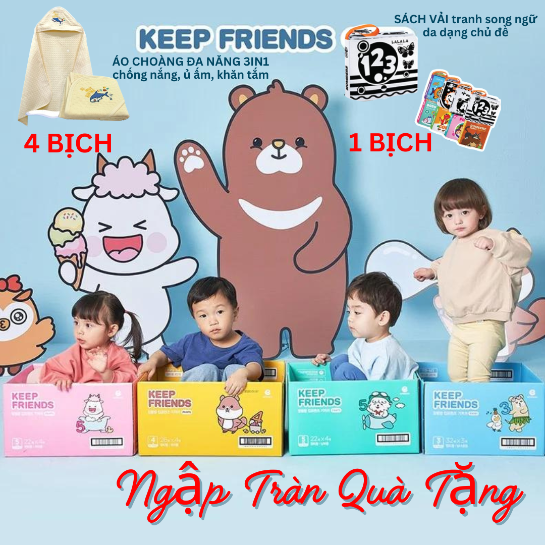 [KÈM QUÀ TẶNG] Tã quần nội địa Hàn Quốc ENBLANC KEEP FRIENDS bé gái đủ size L/XL/XXL