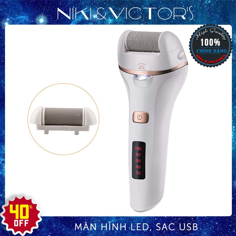 Máy Chà Gót Chân Dụng Cụ Mài Tế Bào Chết Gót Chân 506R Chà Gót Chân Pin Sạc Thông Minh Màn Hình LED Có Đèn Pin Tiện Dụng