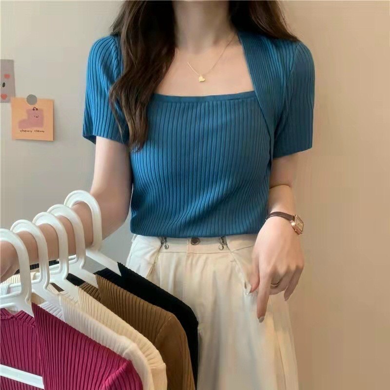 Áo len mỏng cộc tay cổ tam giác quảng châu nhiều màu mộc 1999 store cực chất