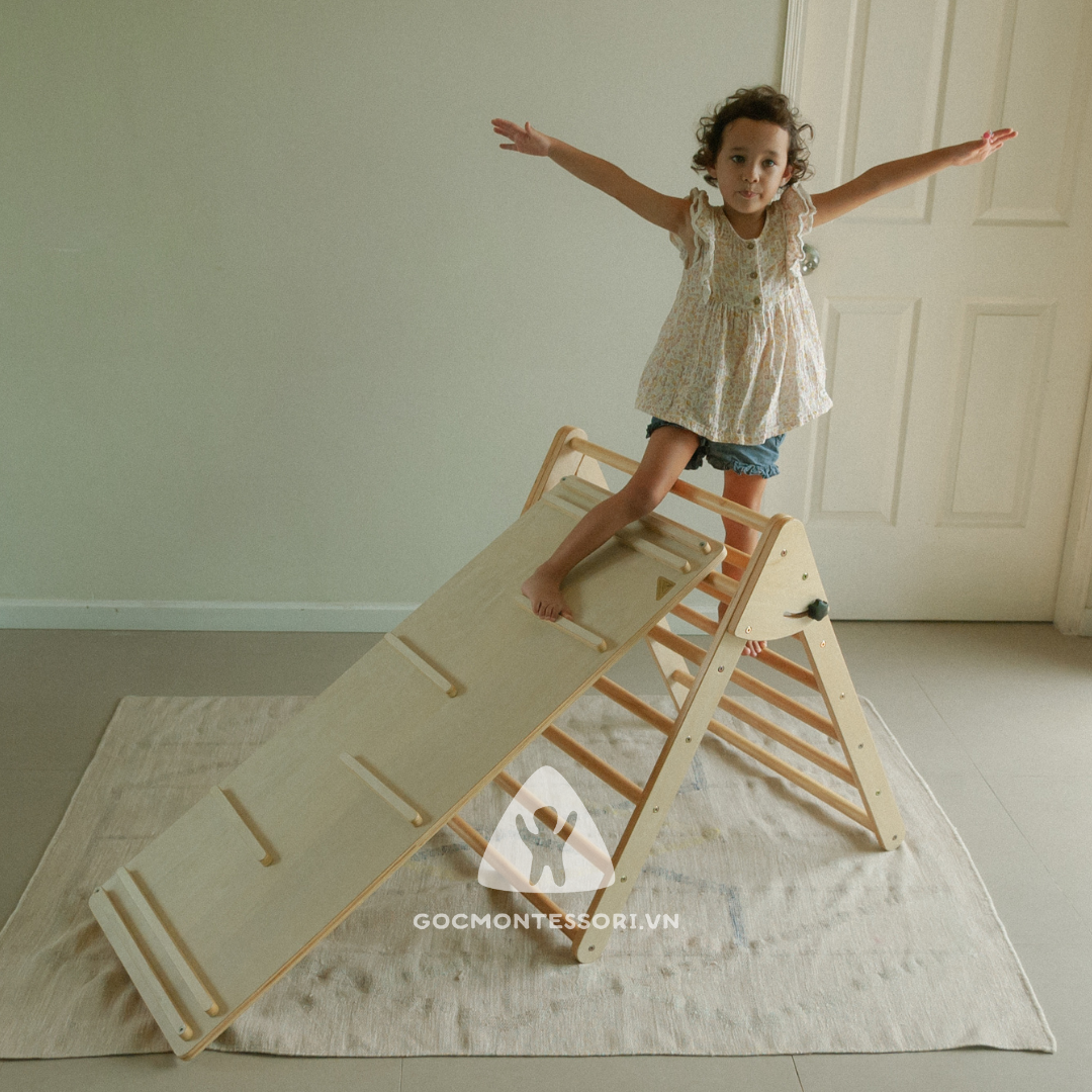 COMBO Pikler Gấp gọn và Tấm trèo 120cm cho trẻ - Khung leo trèo Montessori vận động thô cho trẻ
