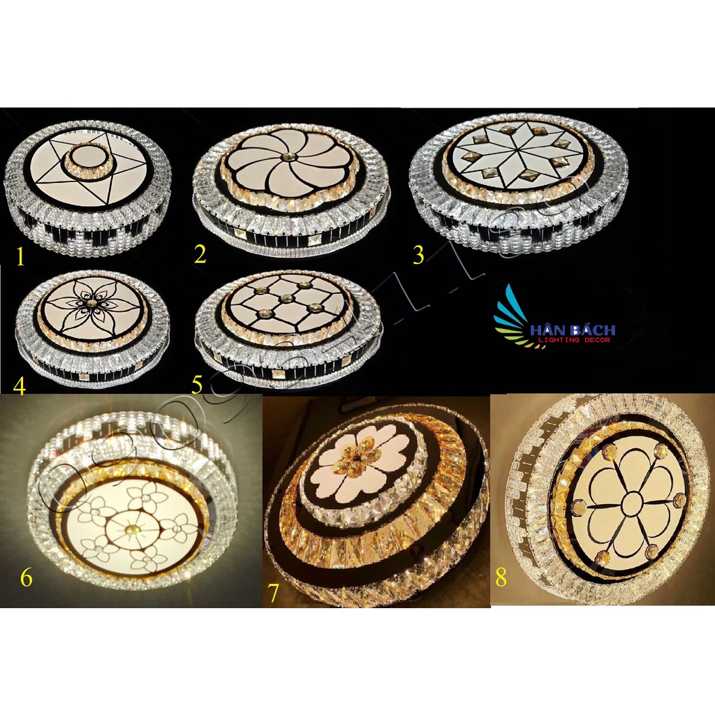 Đèn ốp trần led pha lê trang trí phòng khách, phòng ngủ D500