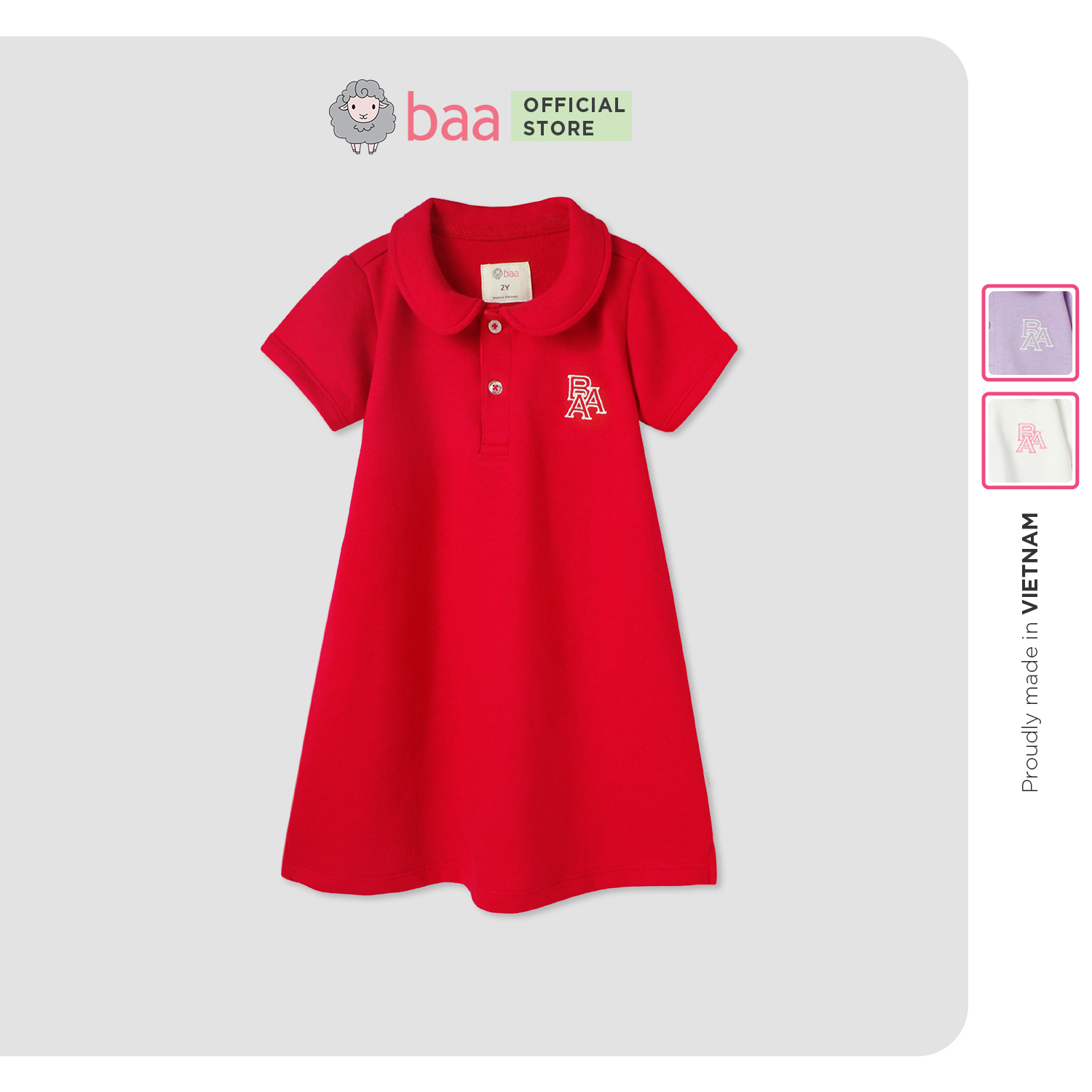 Đầm bé gái cotton thêu logo, đầm polo cho bé gái, đầm polo bé gái váy tennis thêu logo cho bé từ 1 tuổi - 7 tuổi baa baby - gt-ad43n-01.