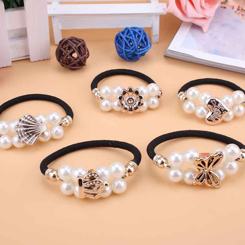 1 Dây Cột Tóc Ngọc Trai, Chun Buộc Tóc Nữ Hàn Quốc