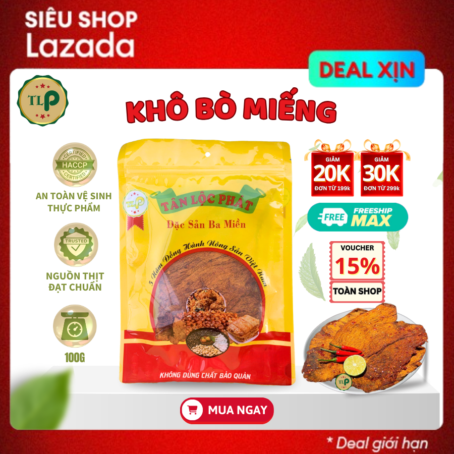 Khô bò miếng tân lộc phát - bịch 100g
