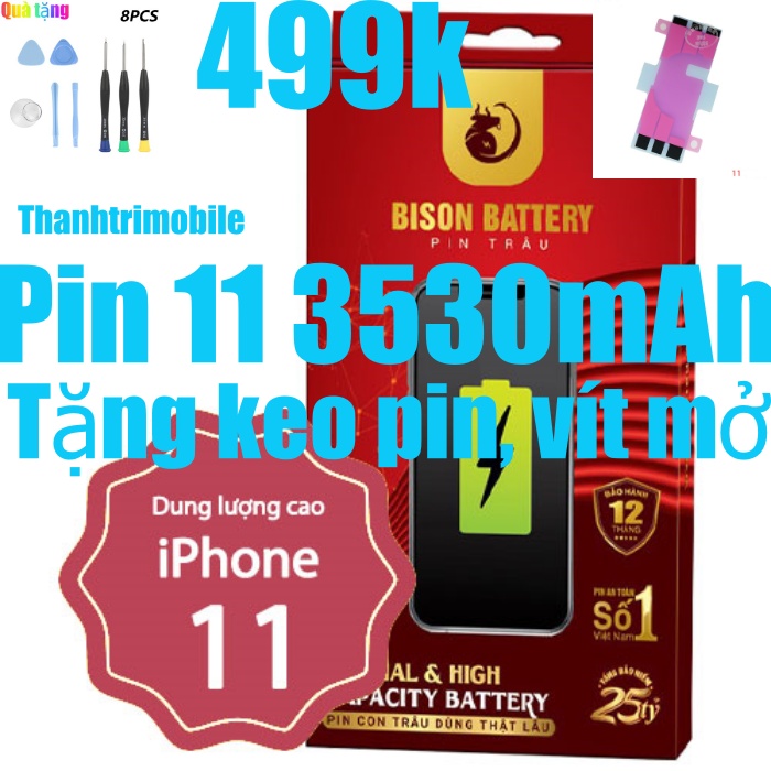 Pin 11 bison dung lượng cao 3530mah
