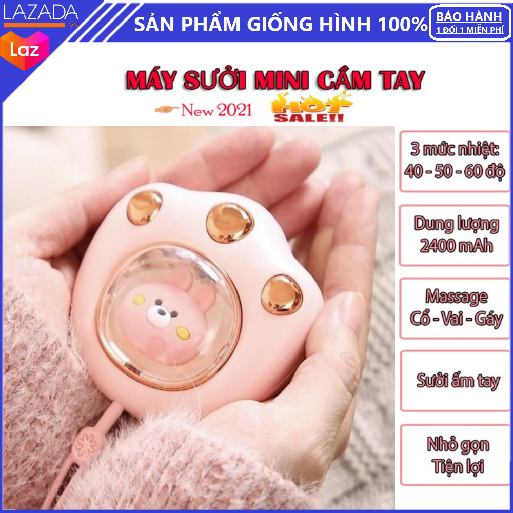 Máy sưởi ấm mini cầm tay 3 mức nhiệt 40-50-60° pin 2400Mah - Hình chân mèo dễ thương, nhỏ gọn, dễ dang bỏ túi mang theo