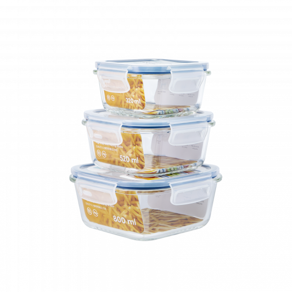 Hộp thủy tinh chịu nhiệt vuông nikko 320 ml - 520 ml -800 ml
