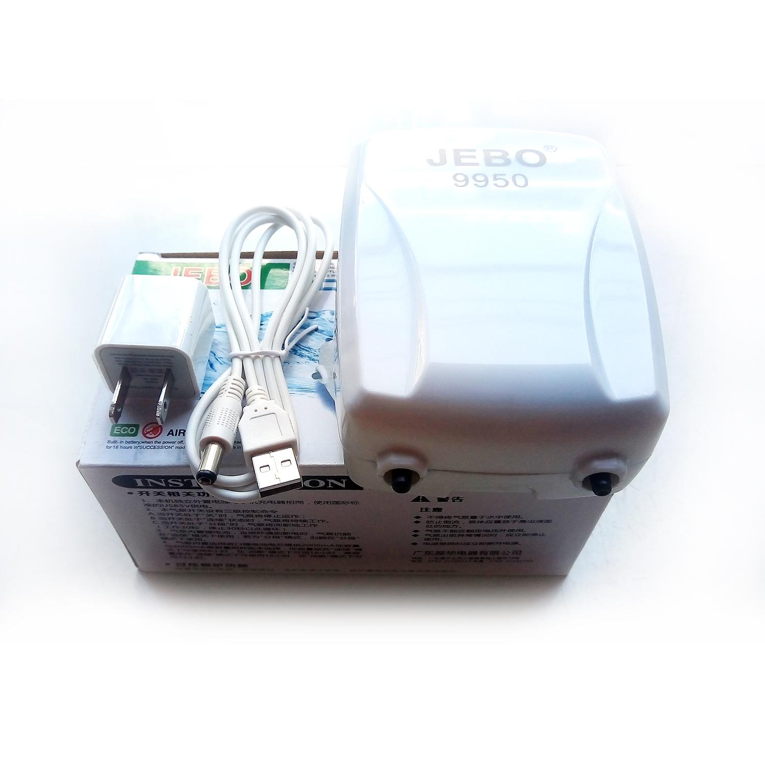 [CÓ VIDEO] Máy Sủi Khí Oxy 2 Dòng Điện JEBO 9950 Ac/Dc ( Tặng 2m dây và sủi oxi)