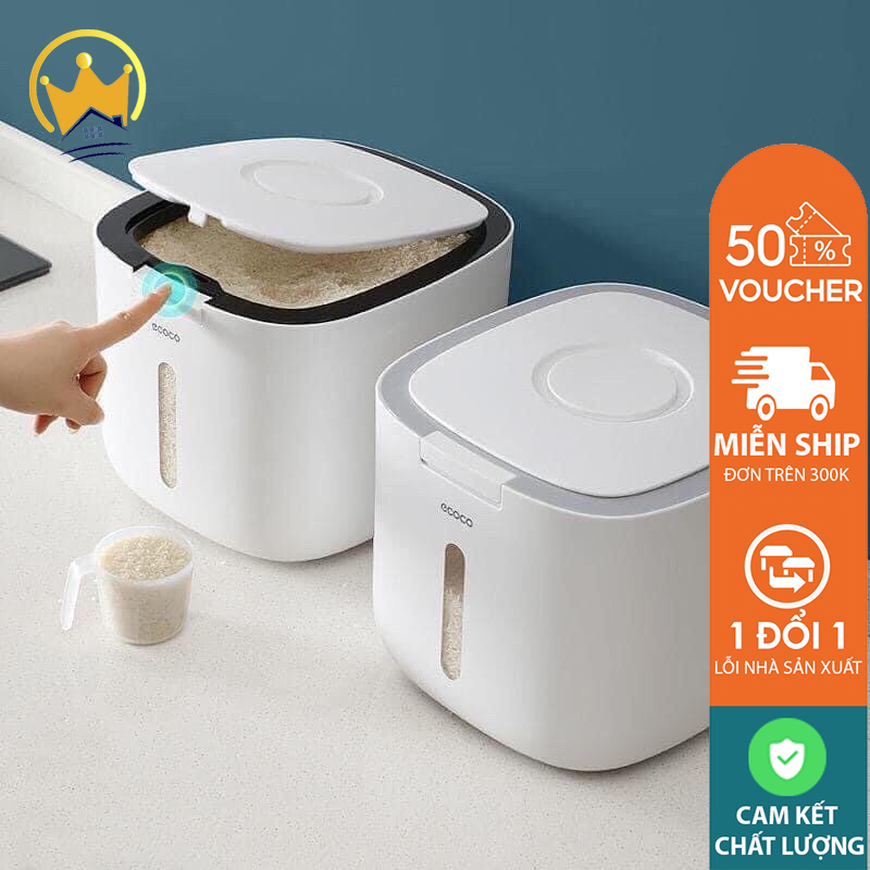 Thùng đựng gạo Ecoco E2005 10kg thông minh chống ẩm, nhỏ gọn