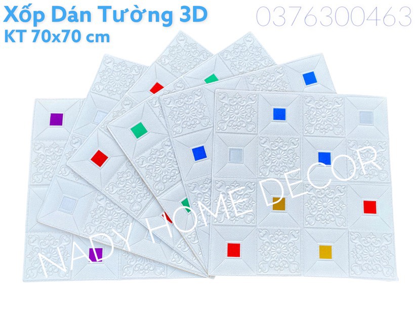 Xốp Dán Tường Hoa Văn Kim Tuyến 70x70 Cm Loại 1 Cao Cấp