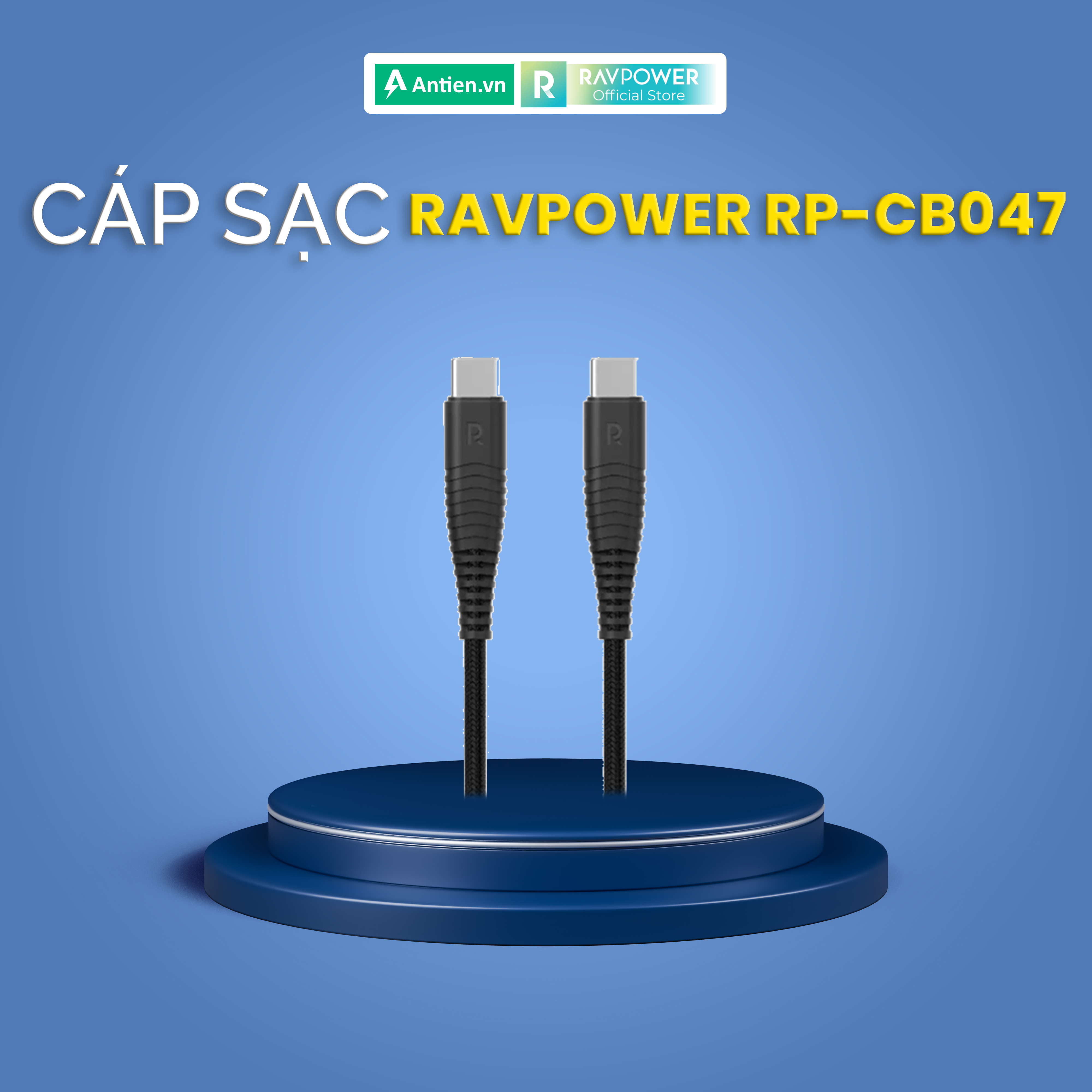 Dây cáp sạc Type C to Type C Ravpower RP-CB047 (1m) - Hàng chính hãng BH 15 tháng
