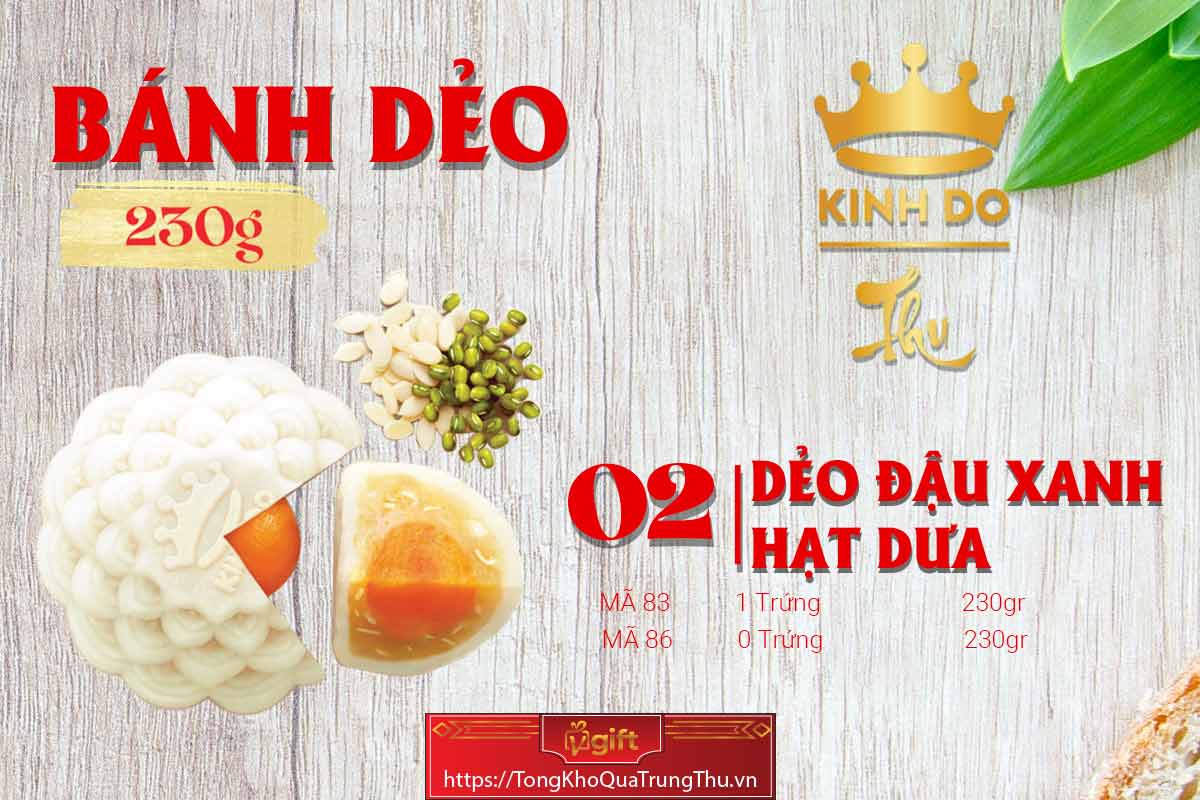Bánh trung thu kinh đô dẻo đậu xanh hạt dưa - 1 trứng