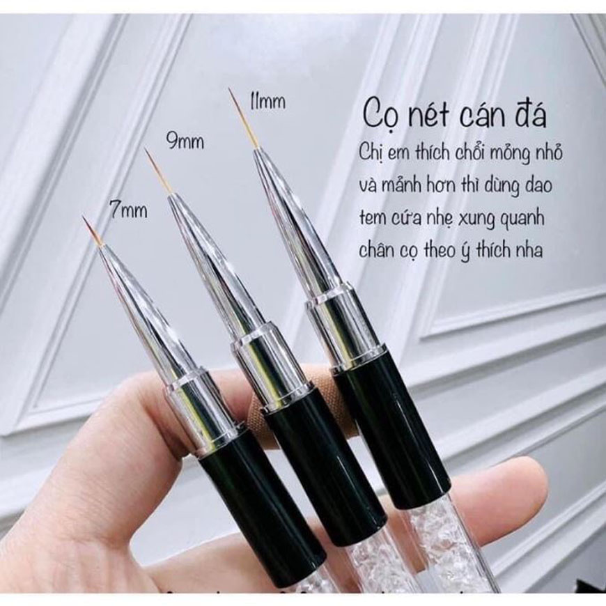 Cọ nét vẽ móng cán đá sịn đủ size - cọ nét cán đá size 5-7-9-11mm, cọ vẽ nail chuyên dụng