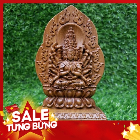 Tượng để xe ô tô Phật Thiên Thủ Thiên Nhãn bằng gỗ - Tuổi Tý