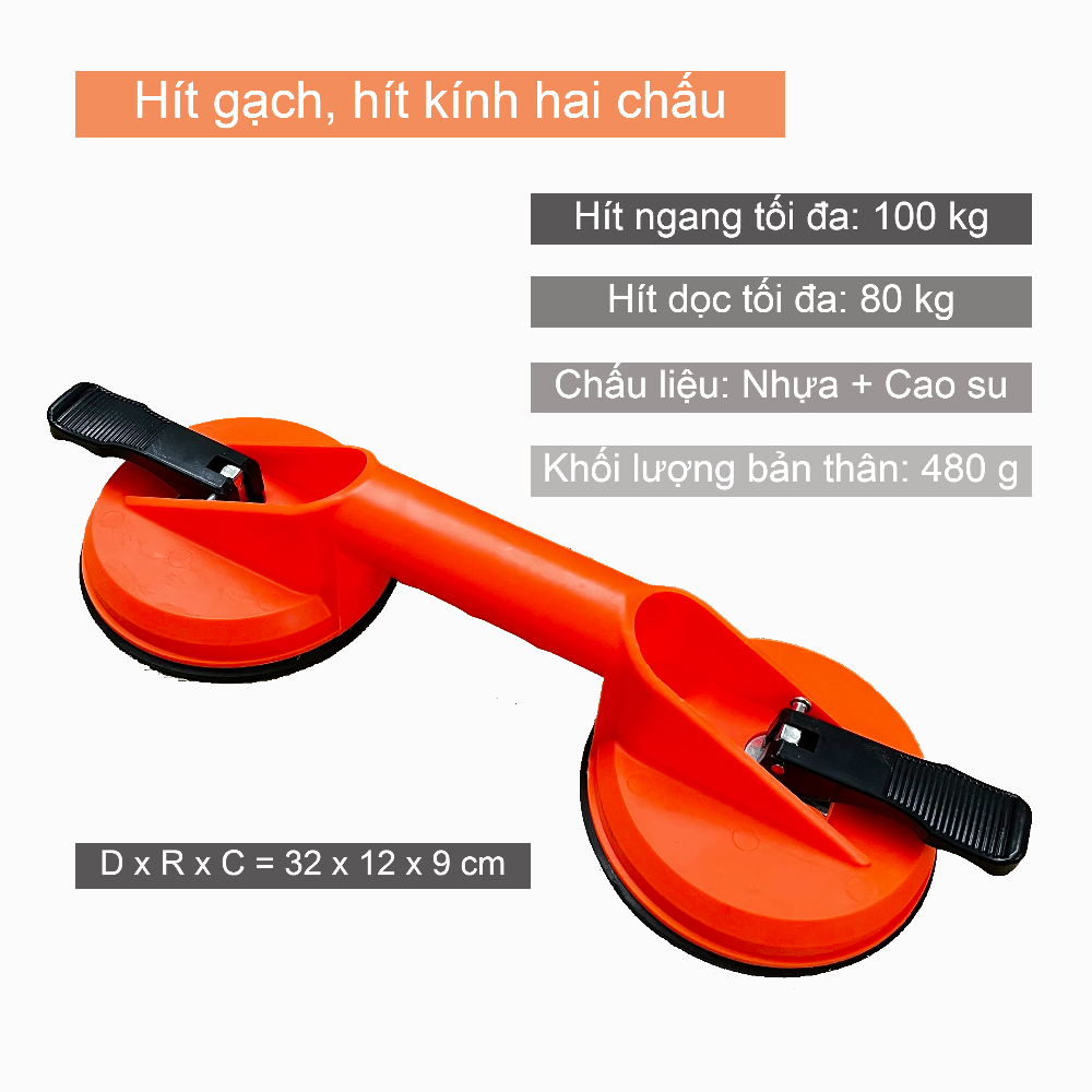 Hít kính - hít gạch cầm tay hai chấu đa năng - nhấc tối đa tới 100kg